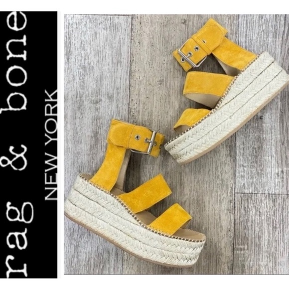 Rag and Bone Tara Marigold Wedge Sandals size 7.5 NWT - Picture 3 of 6